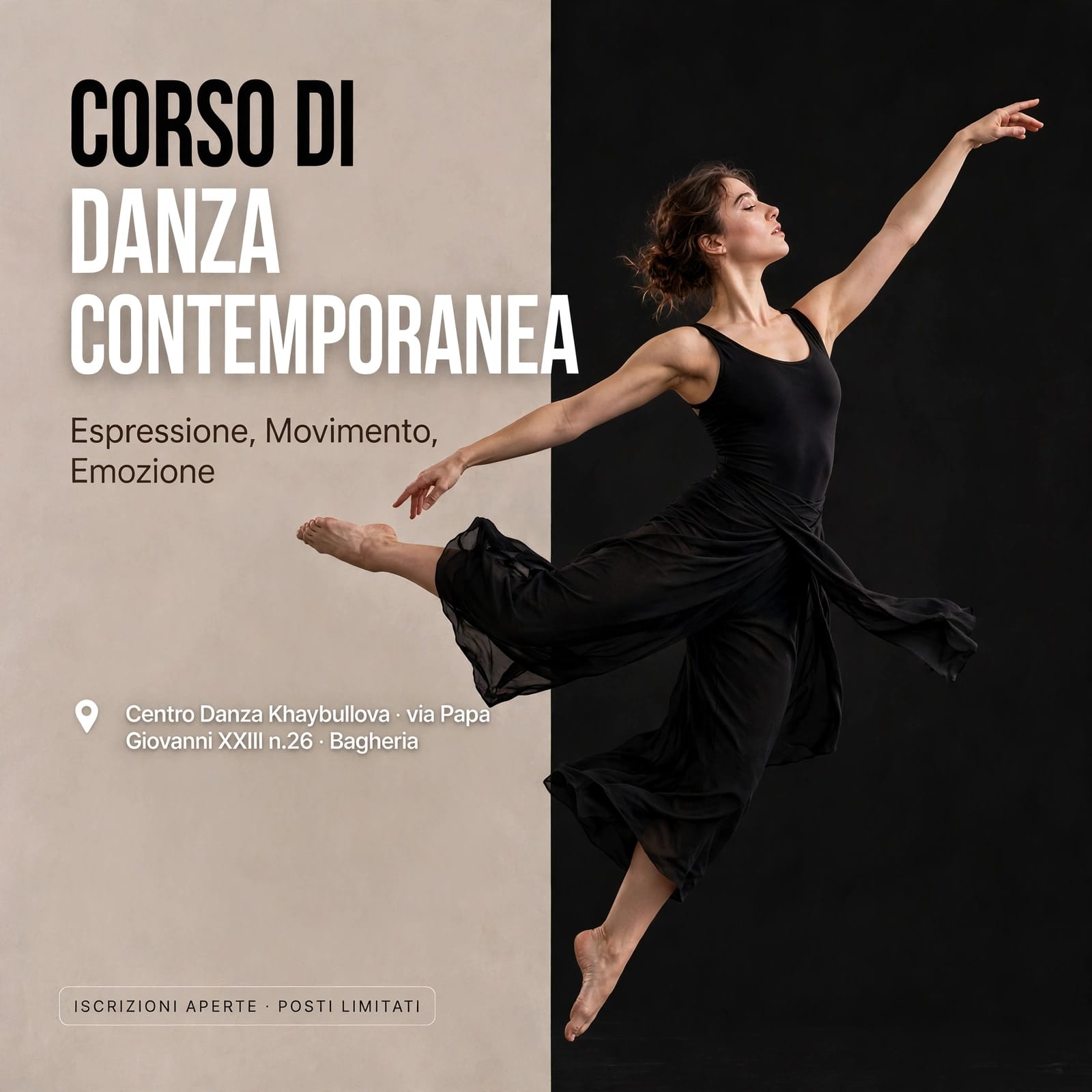 Locandina del corso Danza Contemporanea — Centro Danza Khaybullova