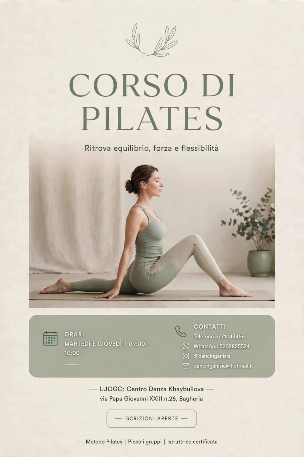 Locandina del corso Pilates — Centro Danza Khaybullova